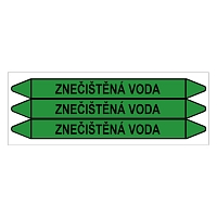 Značení potrubí, znečištěná voda,3 ks, 355 × 37 mm